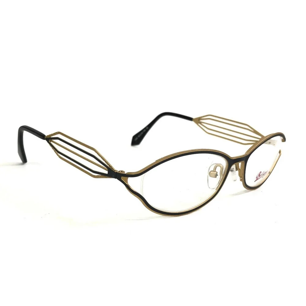 Bellagio Eyeglasses Frames 630 C-01 Black Gold Oval Full Rim 50-16-135